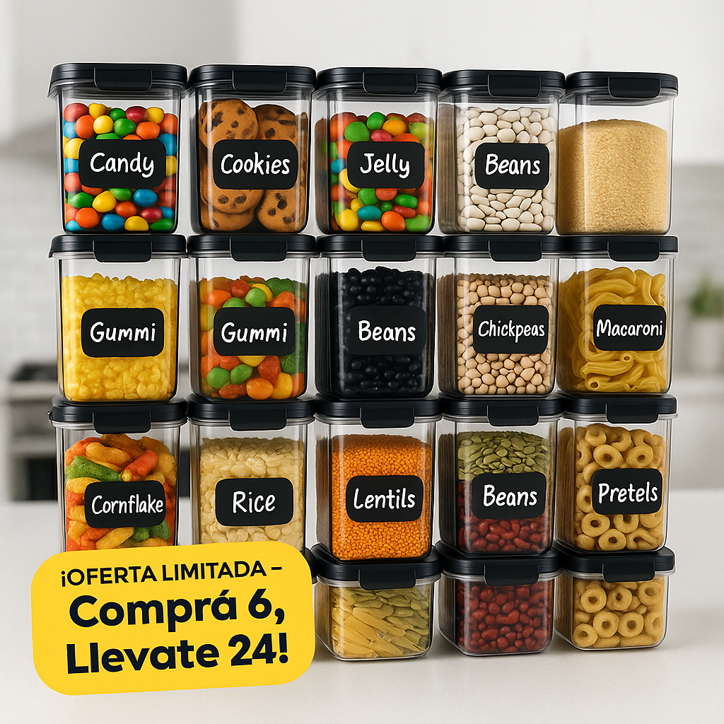 Compra 6 y llévate 24 - Kit con 24 Frascos de vidrio Herméticos
